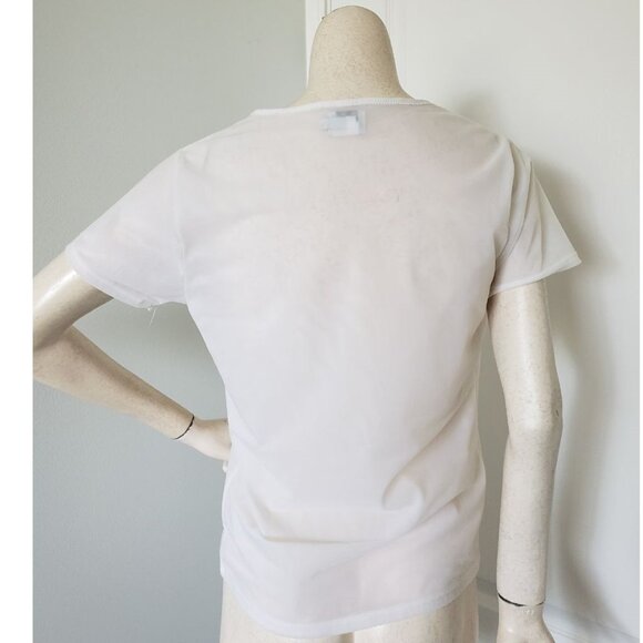 Vintage Calvin Klein White Sheer Tshirt LARGE Rare - Picture 4 of 8